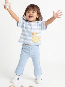 max - Girls Blue Knit Flared Co-Ord Set