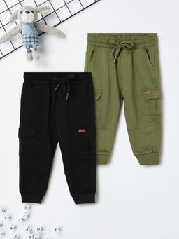 max - Boys Solid Knit Cargo Joggers (Pack Of 2)