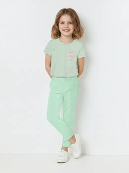 max - Girls Green Solid Skinny Leggings