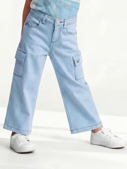 max - Girls Blue Washed Cargo Jeans