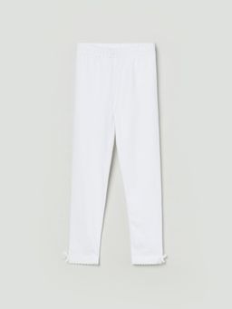max - Girls White Solid Leggings
