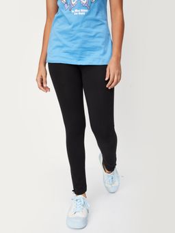 max - Girls Black Solid Full-Length Leggings