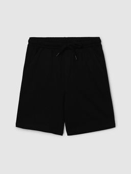 max - Boys Black Solid Elasticated Shorts