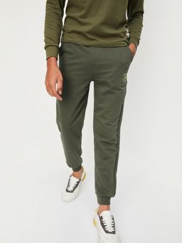 max - Boys Olive Solid Elasticated Joggers
