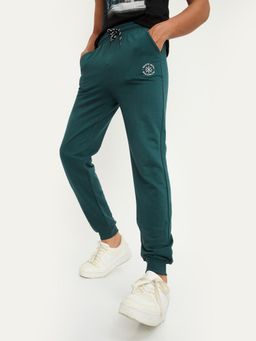 max - Boys Teal Solid Elasticated Joggers