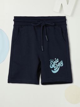 max - Boys Navy Blue Printed Knit Shorts