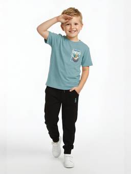 max - Boys Blue Printed Oversized Joggers Set