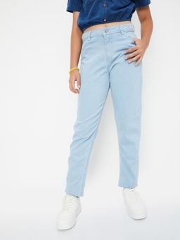 max - Girls Blue Solid Slim Fit Jeans