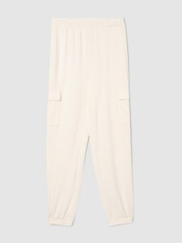 max - Girls White Solid Cargo Joggers
