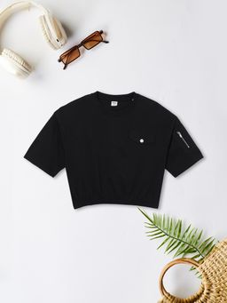 max - Girls Black Solid Top