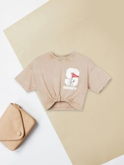 max - Girls Beige Snoopy Print Top