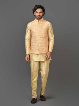 Simaaya - Orange Premium Quality Silk Made Nehru Jacket
