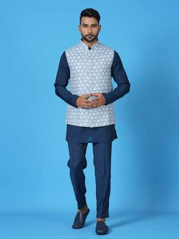 Simaaya - Blue Premium Quality Silk Made Nehru Jacket