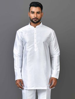 Simaaya - White Premium Quality Silk Made Short Kurta