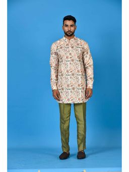 Simaaya - Beige Premium Quality Linen Blend Made Short Kurta