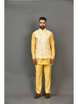 Simaaya - Yellow Premium Quality Satin Made Nehru Jackets