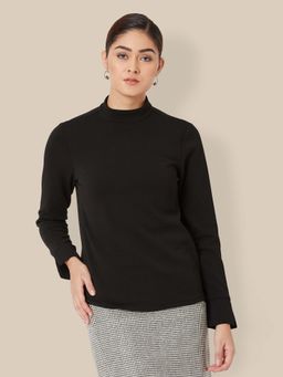 SALT Attire - Polar High Neck Slit Cuff Top