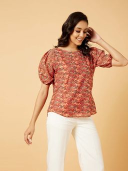 SALT Attire - Sunehra Pleated Top Abstract Pleated Sleeves Top