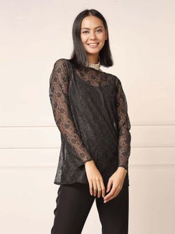 SALT Attire - Melanie Boat Neck Lace Top