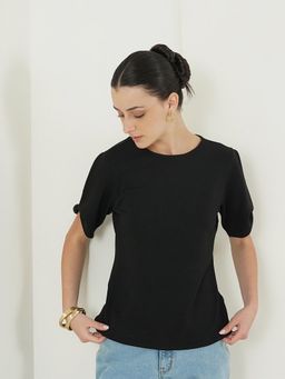 FABLE STREET - Crew Neck Top - Black