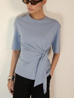 Fable Street - Cotton Round Neck Top - Blue