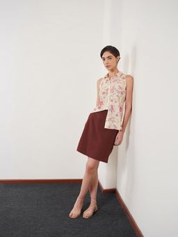 FABLE STREET - Floral Button Down Top - Off White