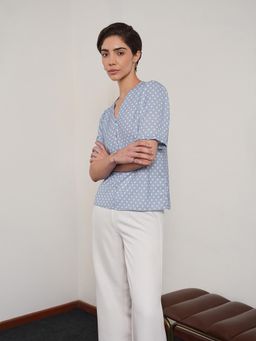FABLE STREET - Polka Dot Top - Blue