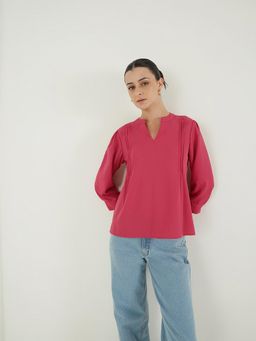 FABLE STREET - Mandarin Collar Top - Pink