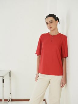 FABLE STREET - Round Neck Top - Rust