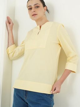 FABLE STREET - Cotton Solid Regular Fit Top - Yellow