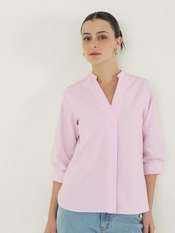 FABLE STREET - Cotton Pleated Top - Pink