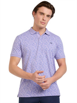 Park Avenue - Slim Fit Printed Medium Violet Polo T-Shirt
