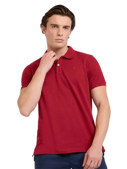 Parx - Regular Fit Solid Dark Red Polo T-Shirt