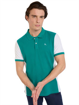 Parx - Regular Fit Cut and Sew Dark Green Polo T-Shirt