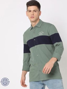 GAP - Olive Men's Regular Fit Rugby Colorblocked Shirt