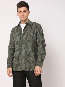 GAP - Olive Men's Tropical Print Regular Fit Shirt