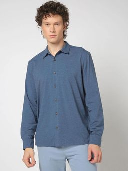GAP - Blue Men's Solid Full-Sleeve Knitted Shirt
