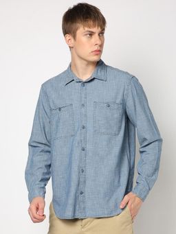 GAP - Blue Men's Spread Collar Denim Shirt