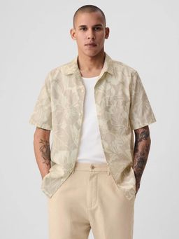 GAP - Beige Men's Floral Camp Collar Shirt