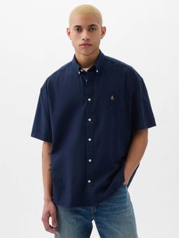 GAP - Navy Blue Men's Oversized Button-Down Shirt