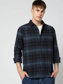 GAP - Navy Blue Men's Button-Down Collar Flannel Shirt