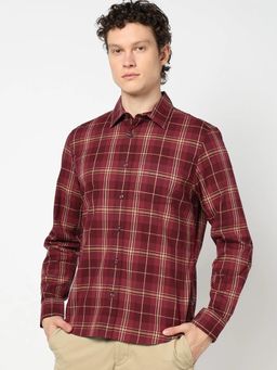 GAP - Maroon Men's Checked Slim Fit Shirt