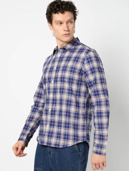 GAP - Blue Men's Checked Button-Down Poplin Shirt