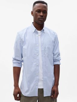 GAP - Blue Men's Regular Fit Button-Down Striped Shirt