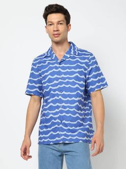 GAP - Blue Men's Abstract Print Camp Collar Shirt