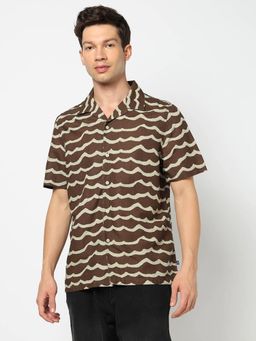 GAP - Brown Men's Abstract Print Camp Collar Shirt