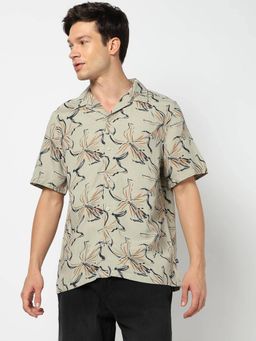 GAP - Olive Men's Floral Camp Collar Shirt