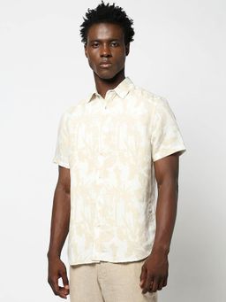GAP - Off White Men's Tropical Print Regular Fit Shirt