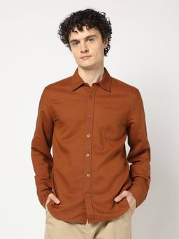 GAP - Brown Men's Slim Fit Spread Collar Shirt