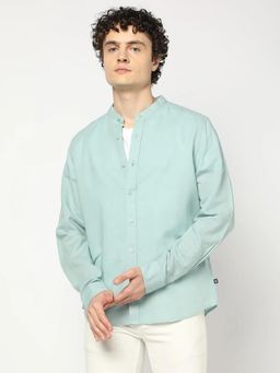 GAP - Blue Men's Regular Fit Band Collar Shirt